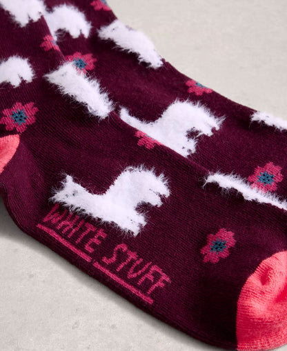 Fluffy Ankle Sock - Dark Plum