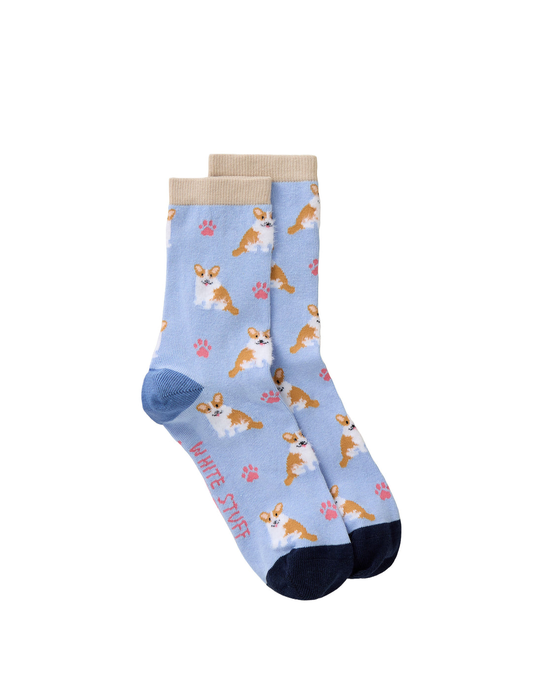 Fluffy Corgi Ankle Sock - Blue Multi