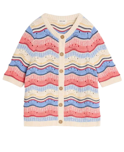 Isabella Wavy Cardi - Ivory Multi