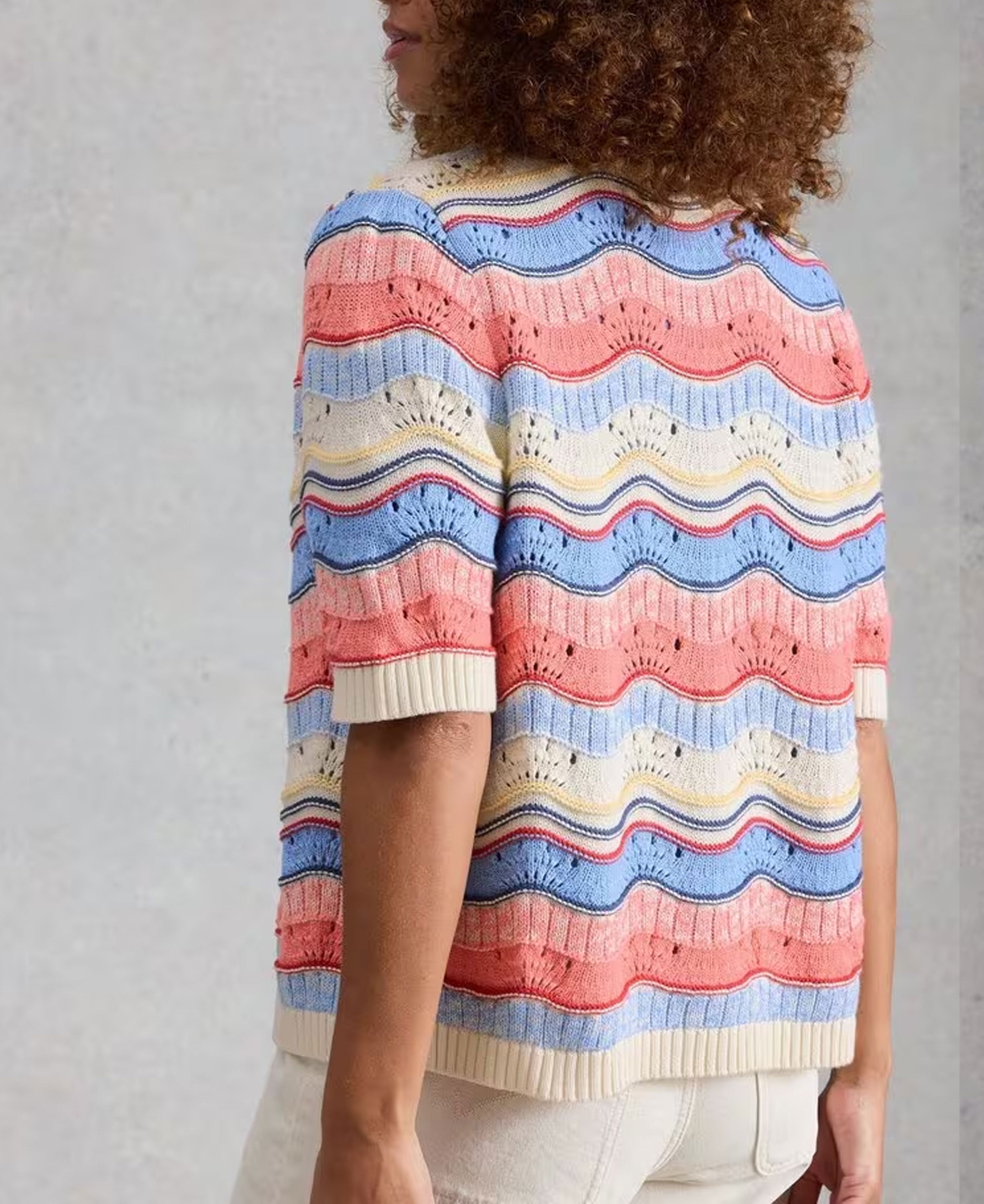 Isabella Wavy Cardi - Ivory Multi