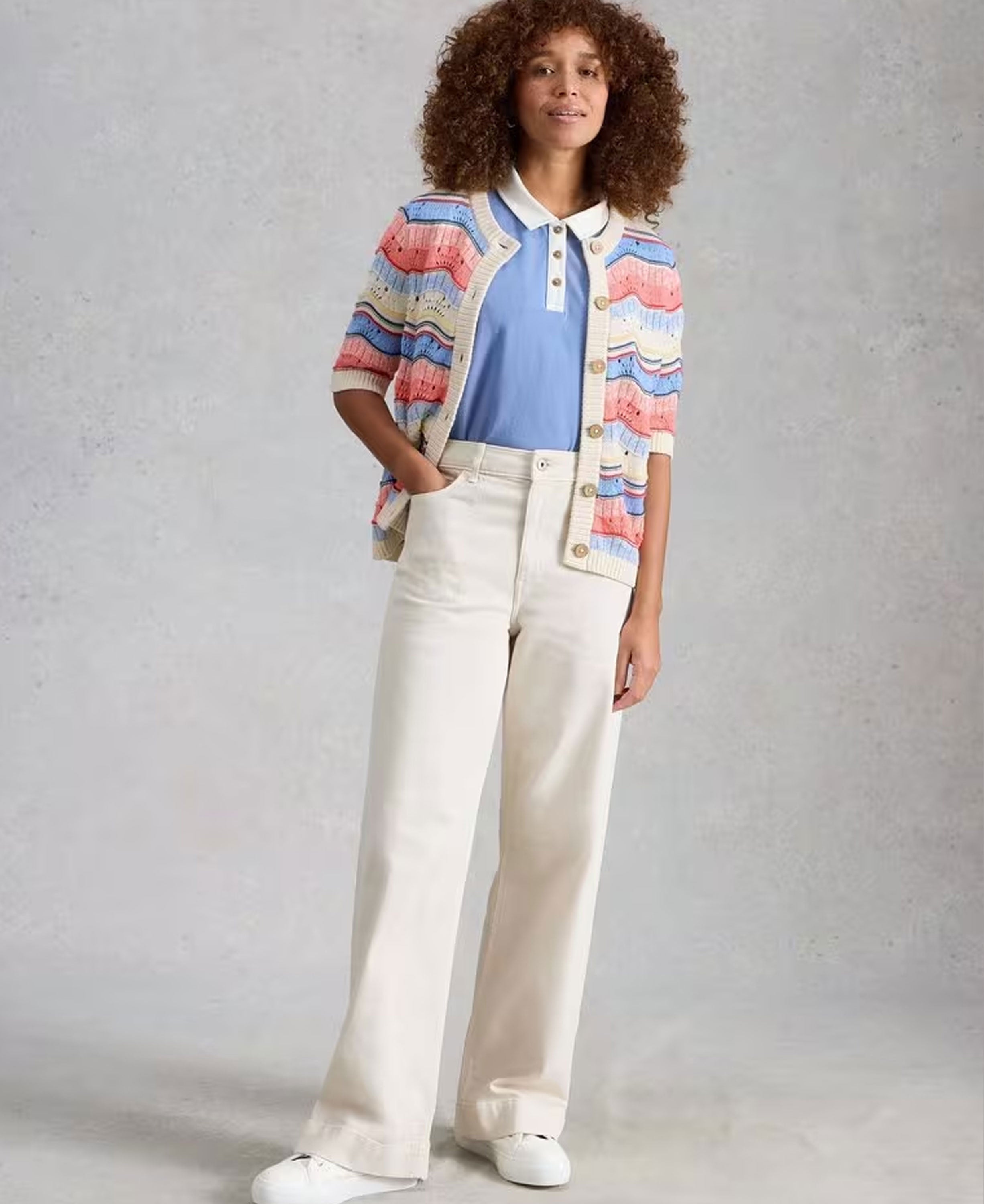 Isabella Wavy Cardi - Ivory Multi