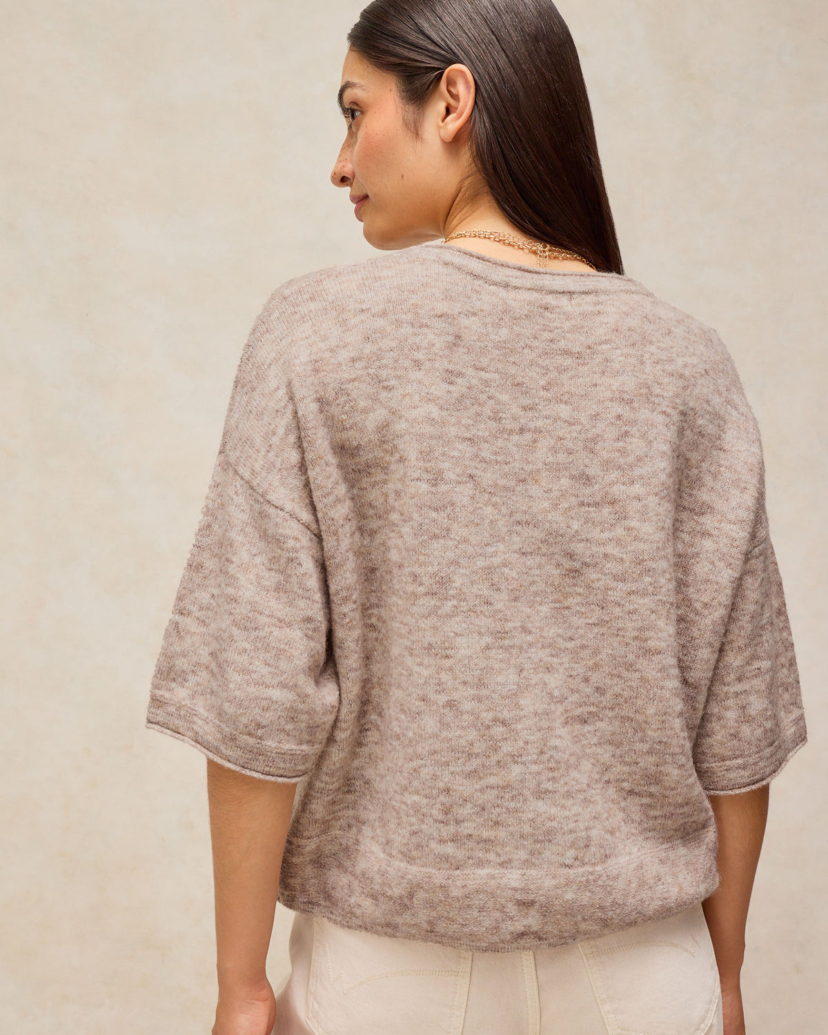 Kate Knitted Tee - Light Natural