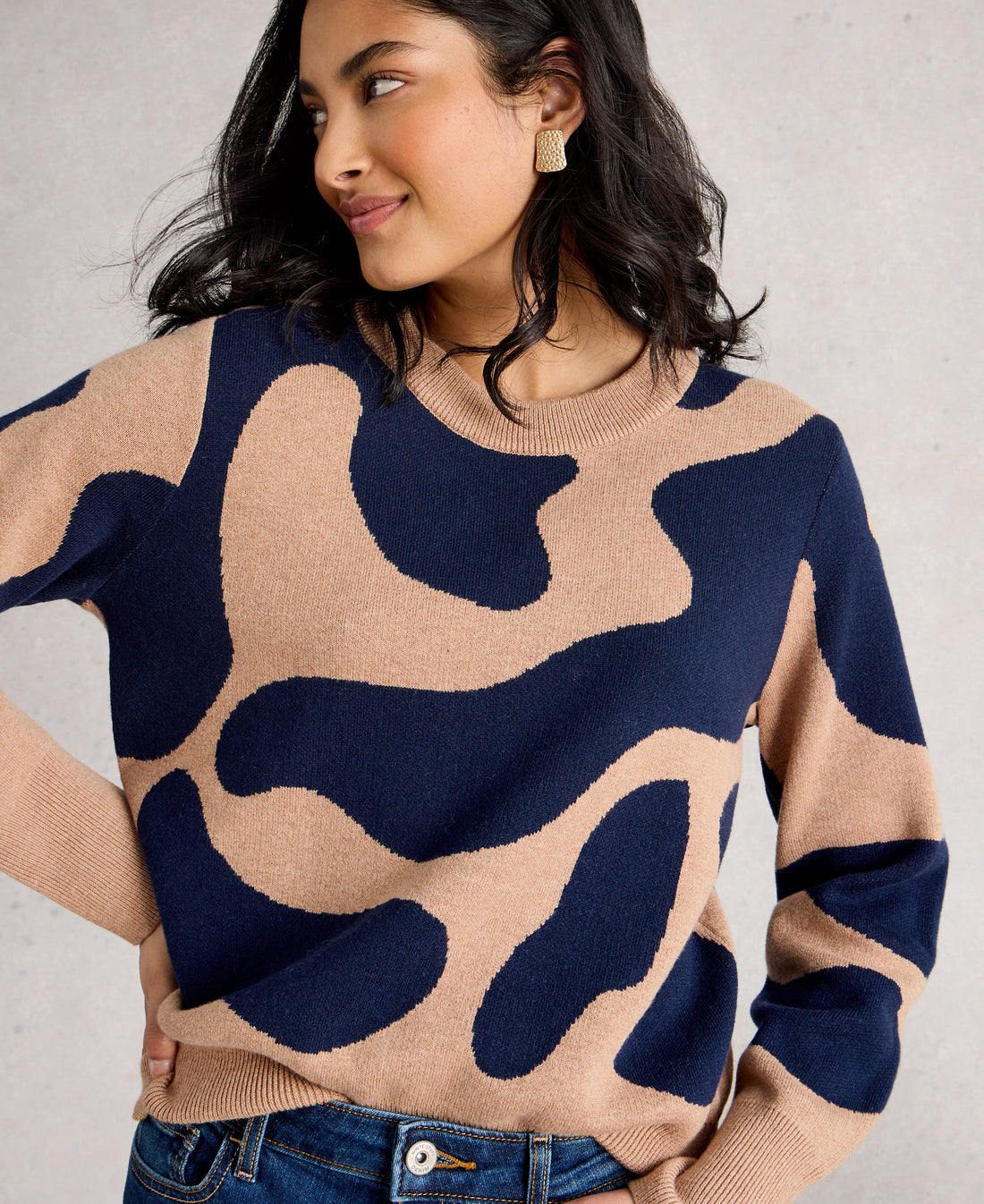 Katie Abstract Jumper - Natural Multi