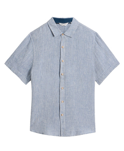 Keswick Short Sleeve Linen Shirt - Chambray Blue