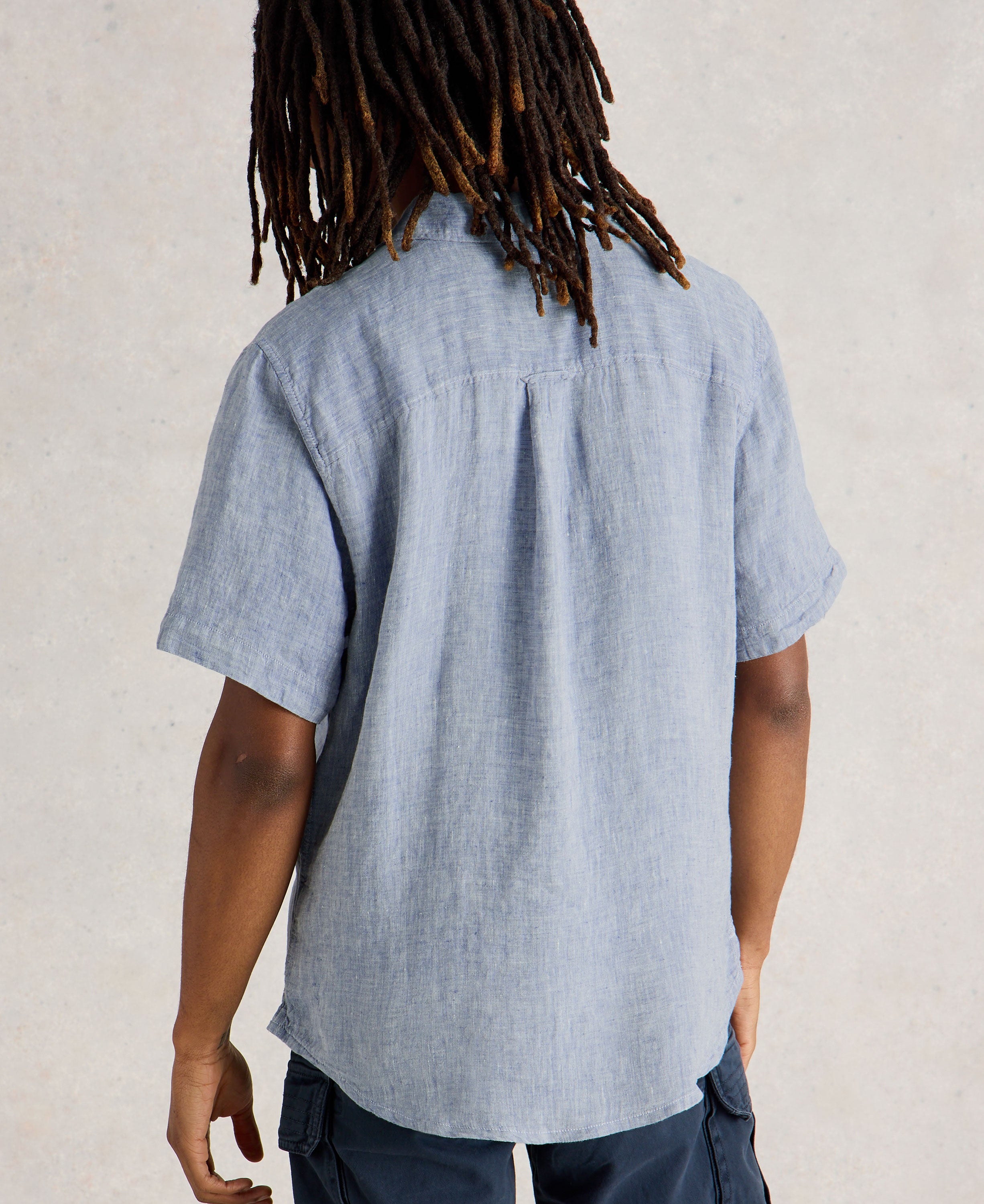 Keswick Short Sleeve Linen Shirt - Chambray Blue