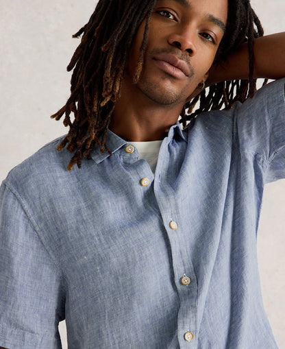 Keswick Short Sleeve Linen Shirt - Chambray Blue