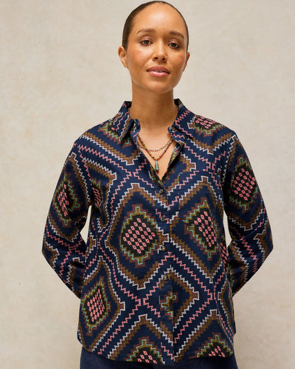 Libby Organic Cotton Shirt - Navy Multi