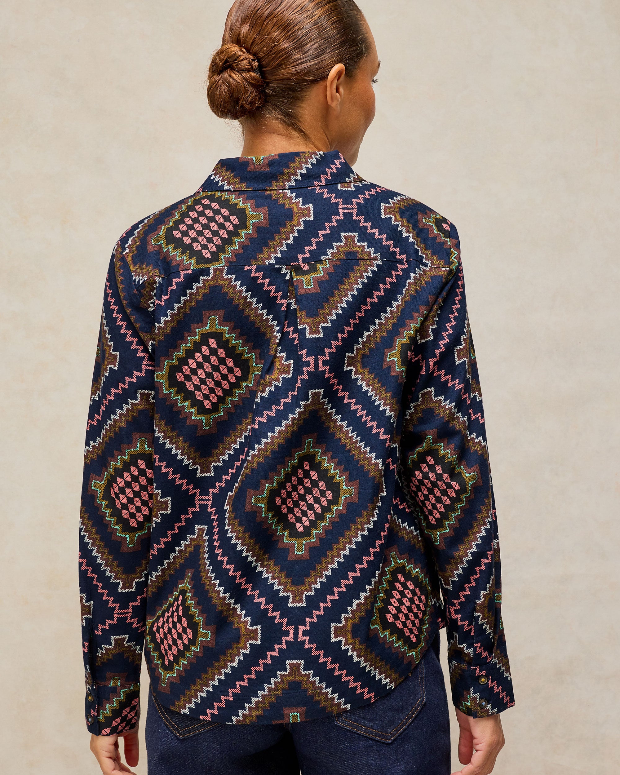 Libby Organic Cotton Shirt - Navy Multi
