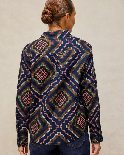 Libby Organic Cotton Shirt - Navy Multi