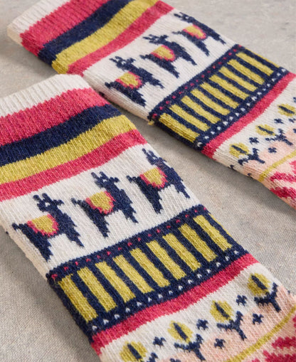 Llama Wool Mix Sock - Pink Multi