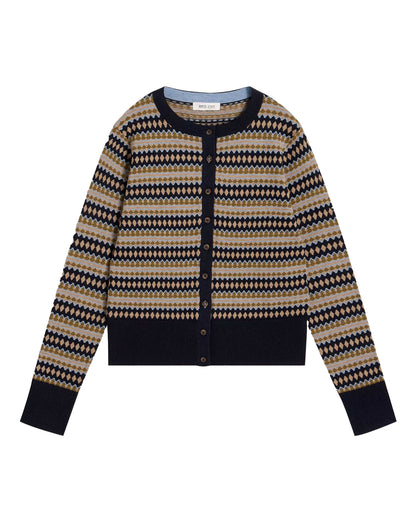 Lois Fairisle Cardi - Navy Multi