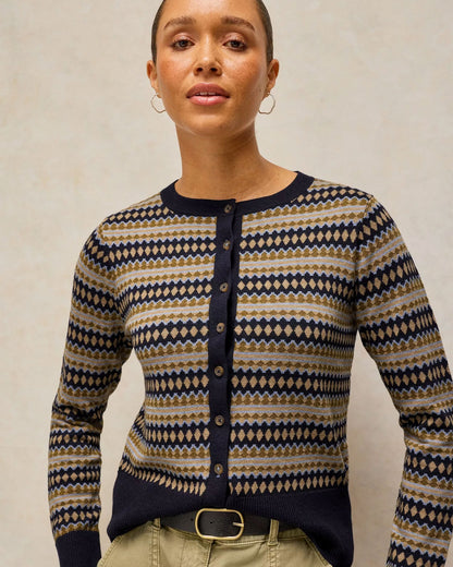 Lois Fairisle Cardi - Navy Multi