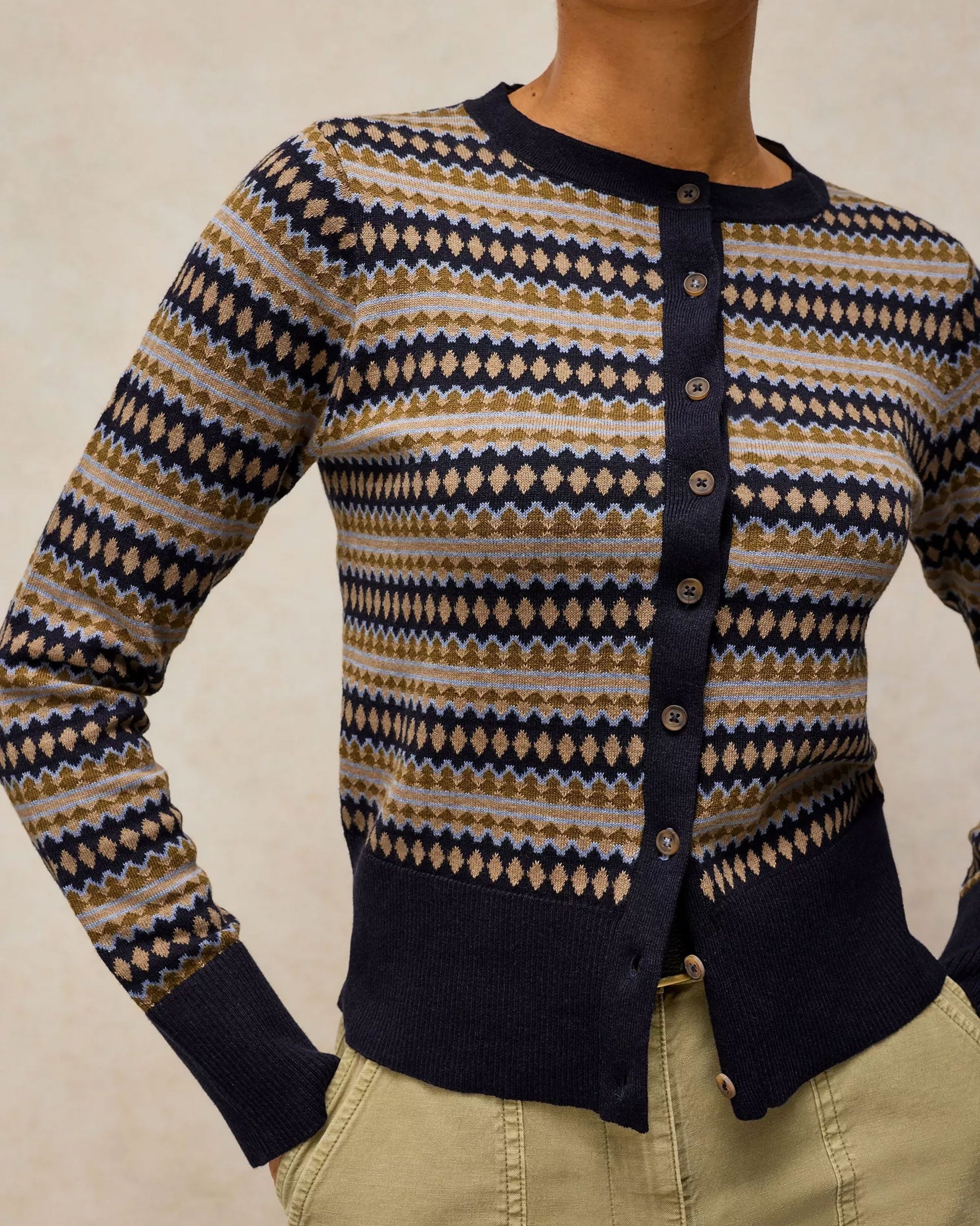 Lois Fairisle Cardi - Navy Multi