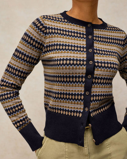 Lois Fairisle Cardi - Navy Multi