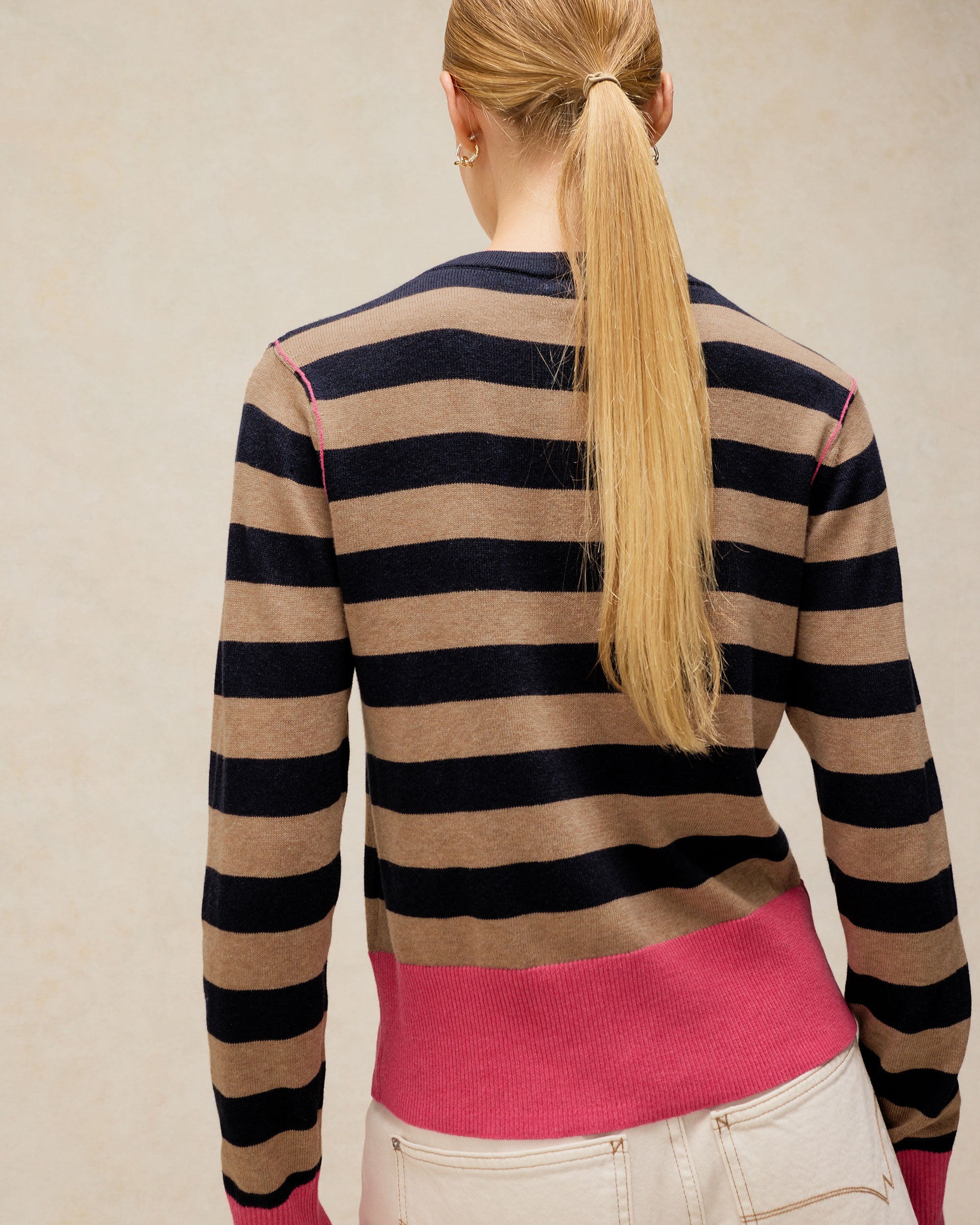 Lois Stripe Cardi - Navy Multi