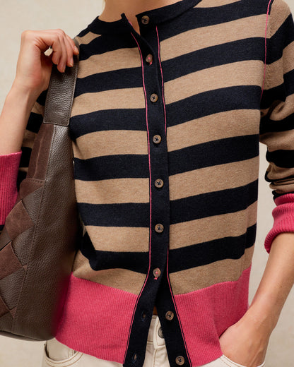 Lois Stripe Cardi - Navy Multi