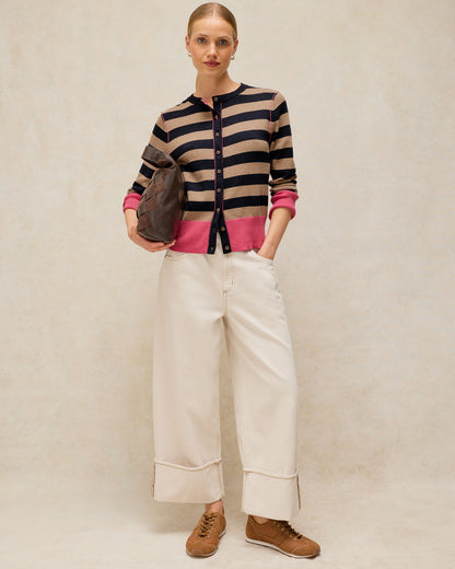 Lois Stripe Cardi - Navy Multi