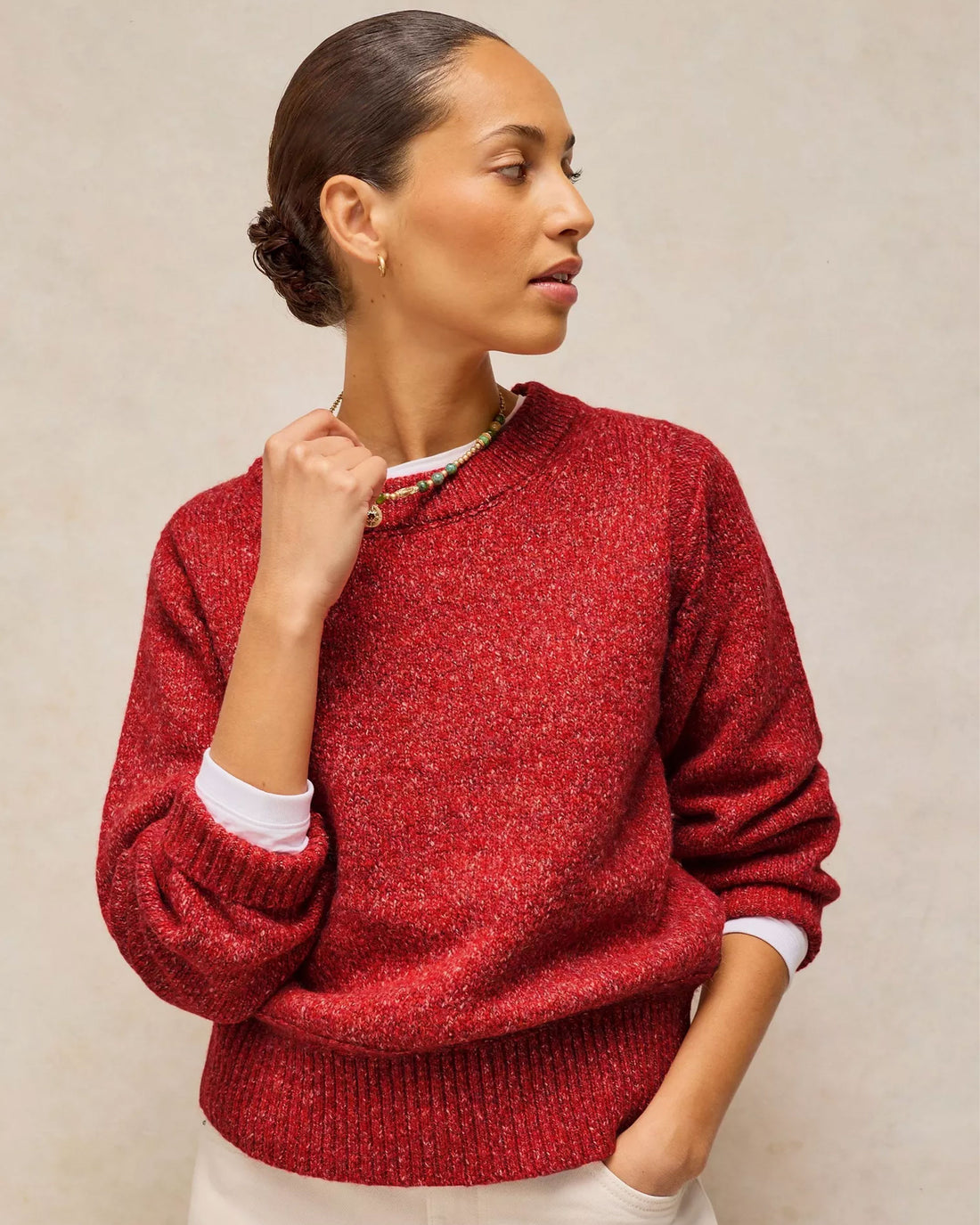 Lucie Crew Neck Jumper - Bright Red