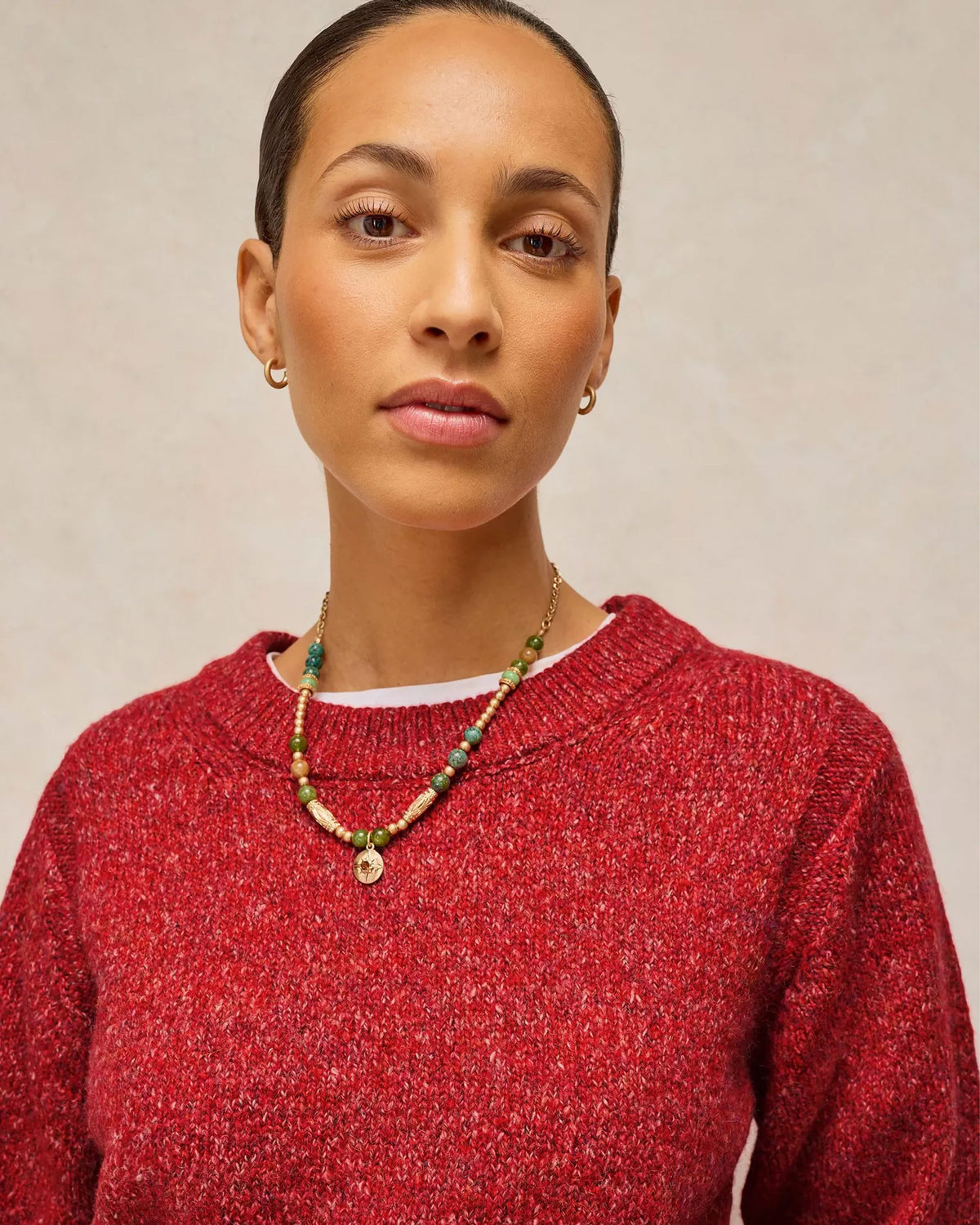 Lucie Crew Neck Jumper - Bright Red