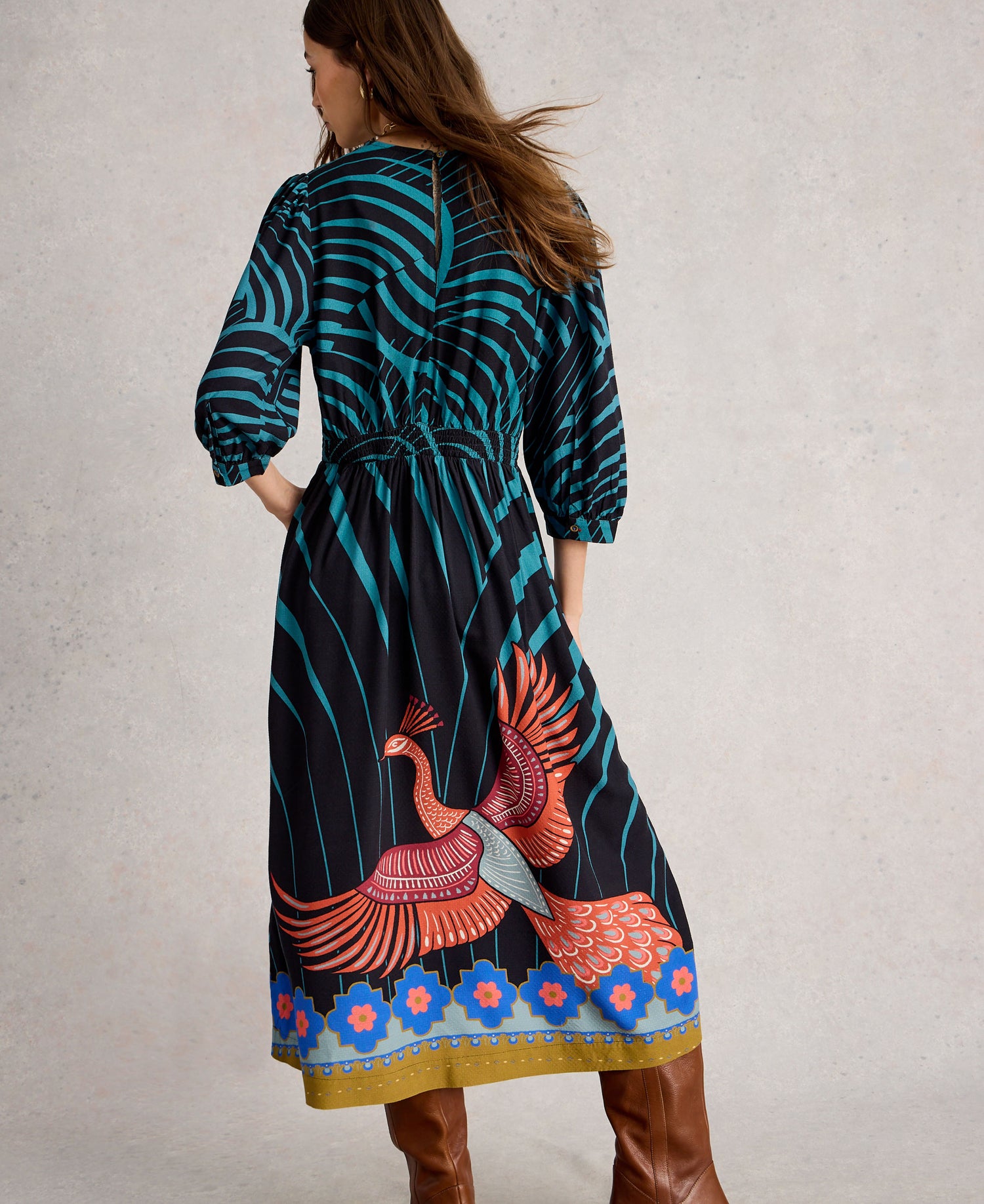 Lucy Midi Dress - Black Multi