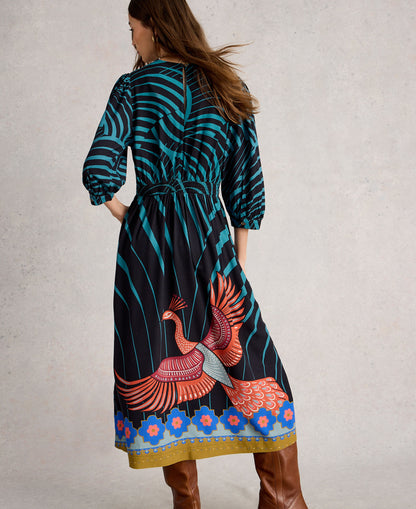 Lucy Midi Dress - Black Multi