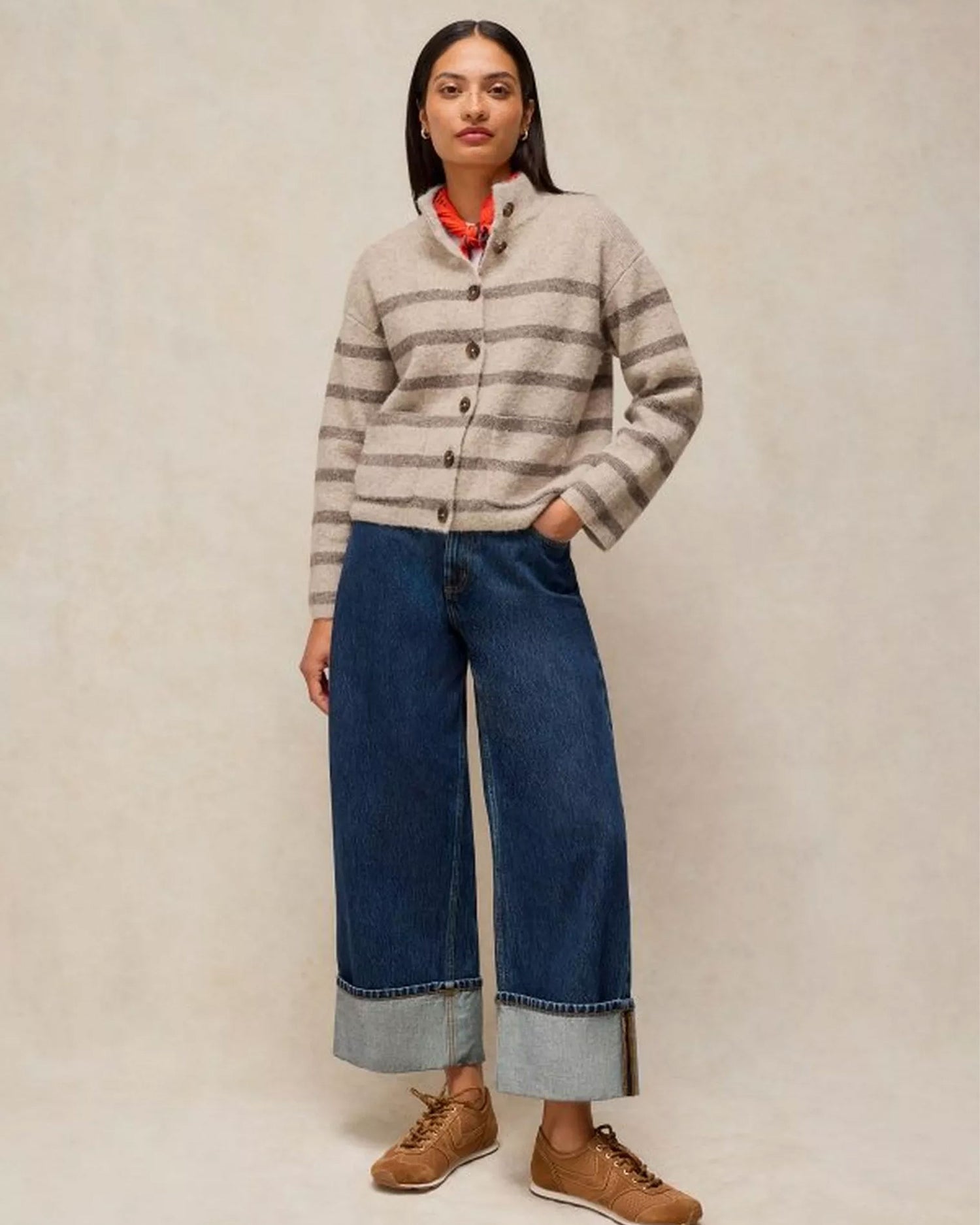Margot Stripe Cardi - Natural Multi