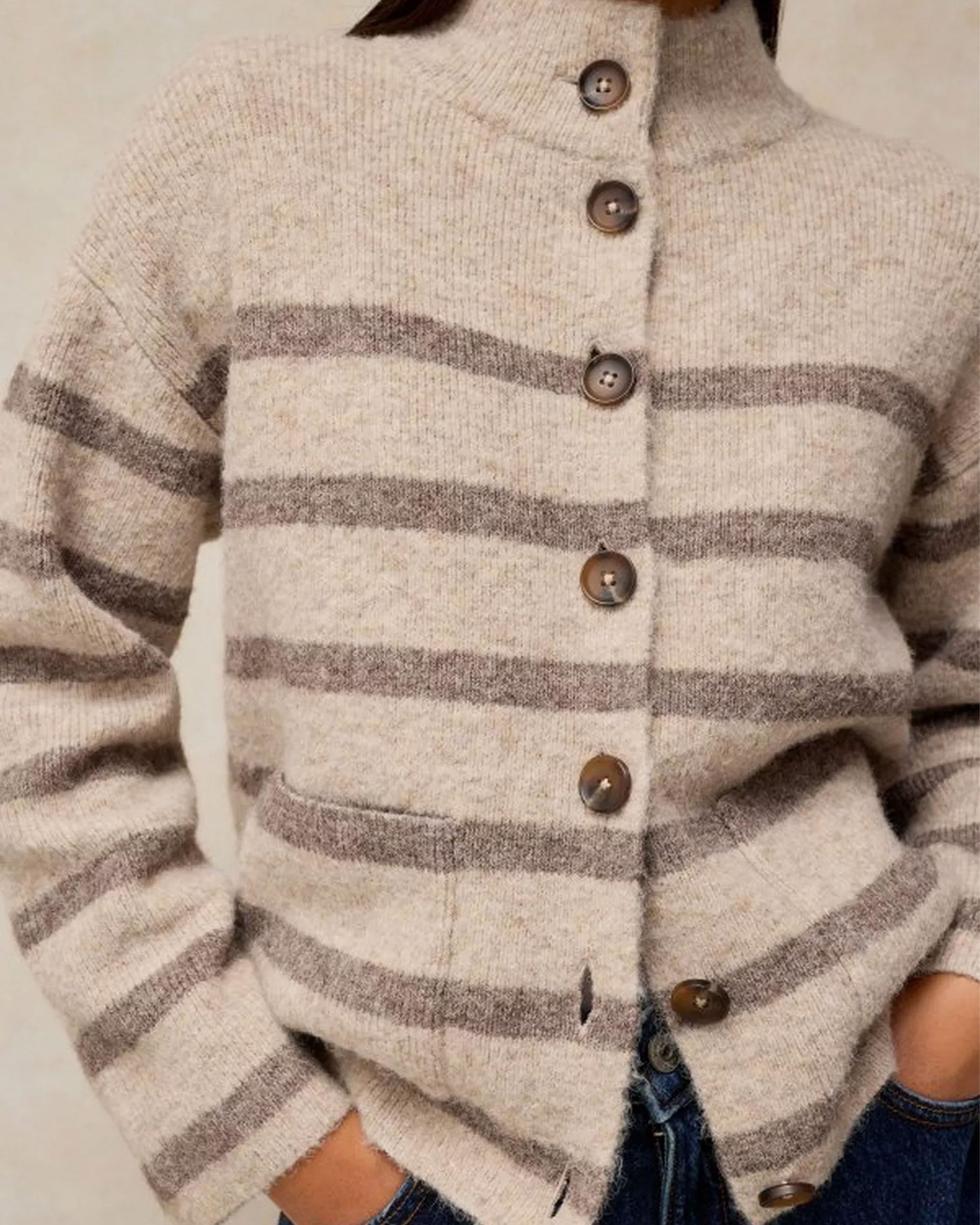 Margot Stripe Cardi - Natural Multi