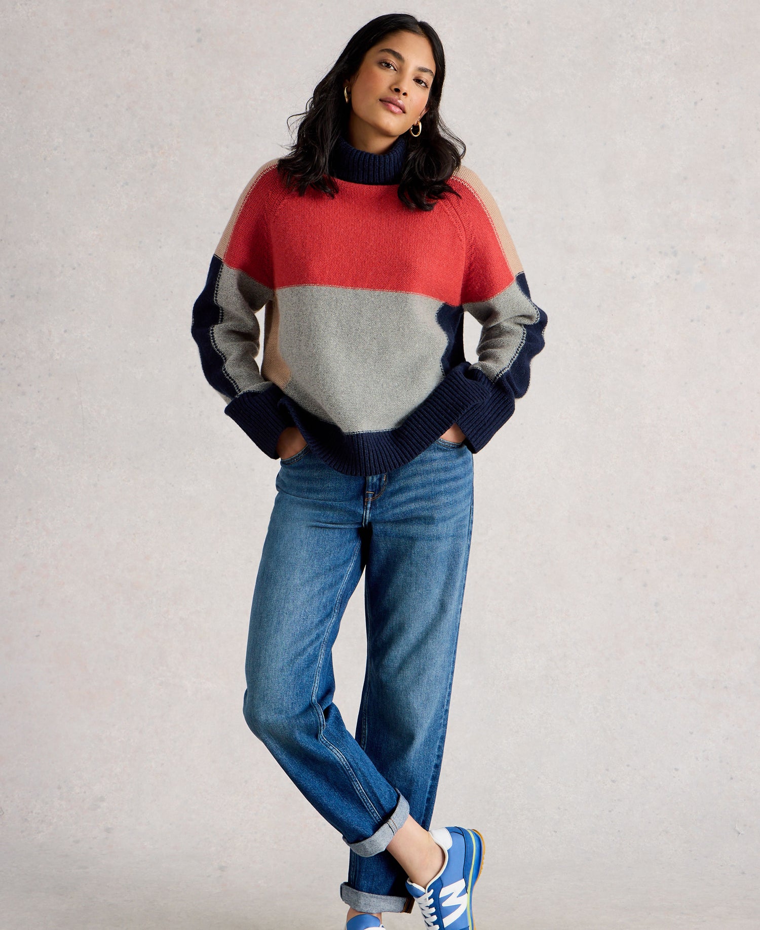 Mary Colourblock Jumper - Grey Multi