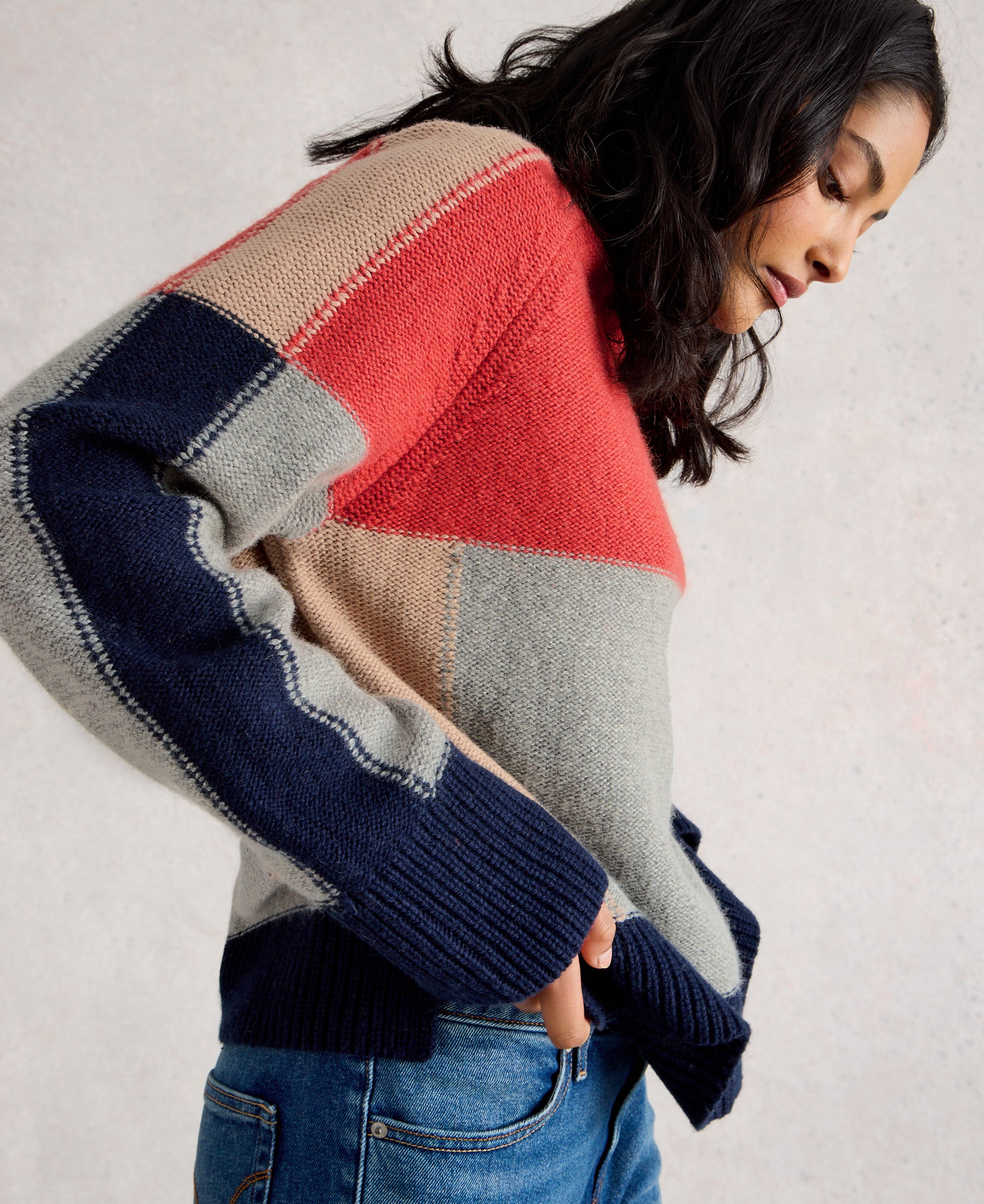 Mary Colourblock Jumper - Grey Multi