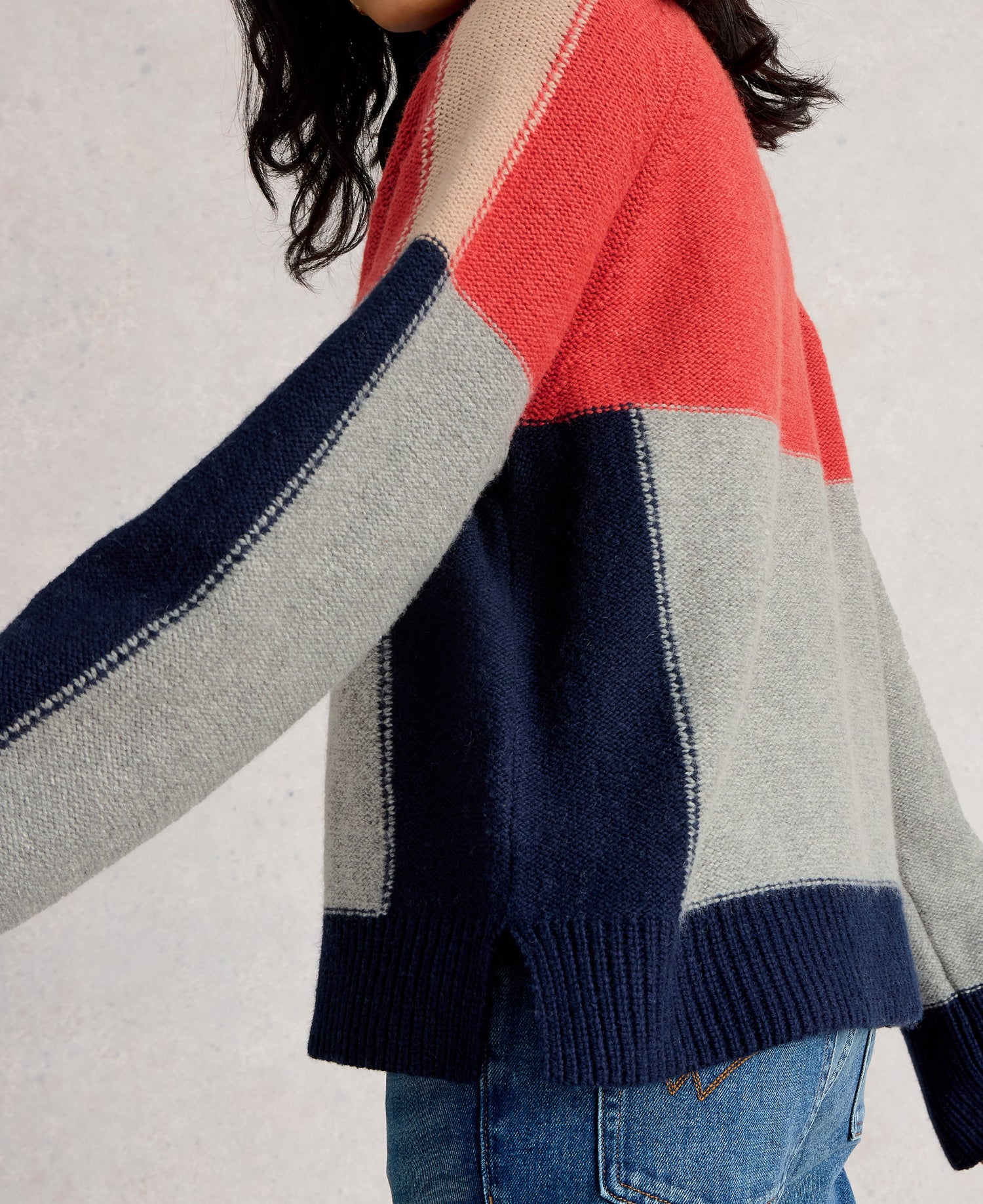 Mary Colourblock Jumper - Grey Multi