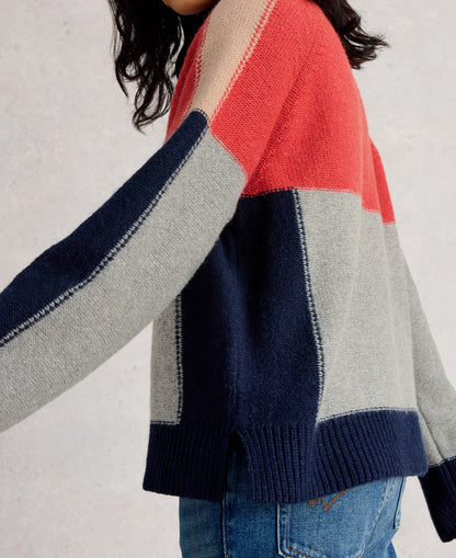 Mary Colourblock Jumper - Grey Multi