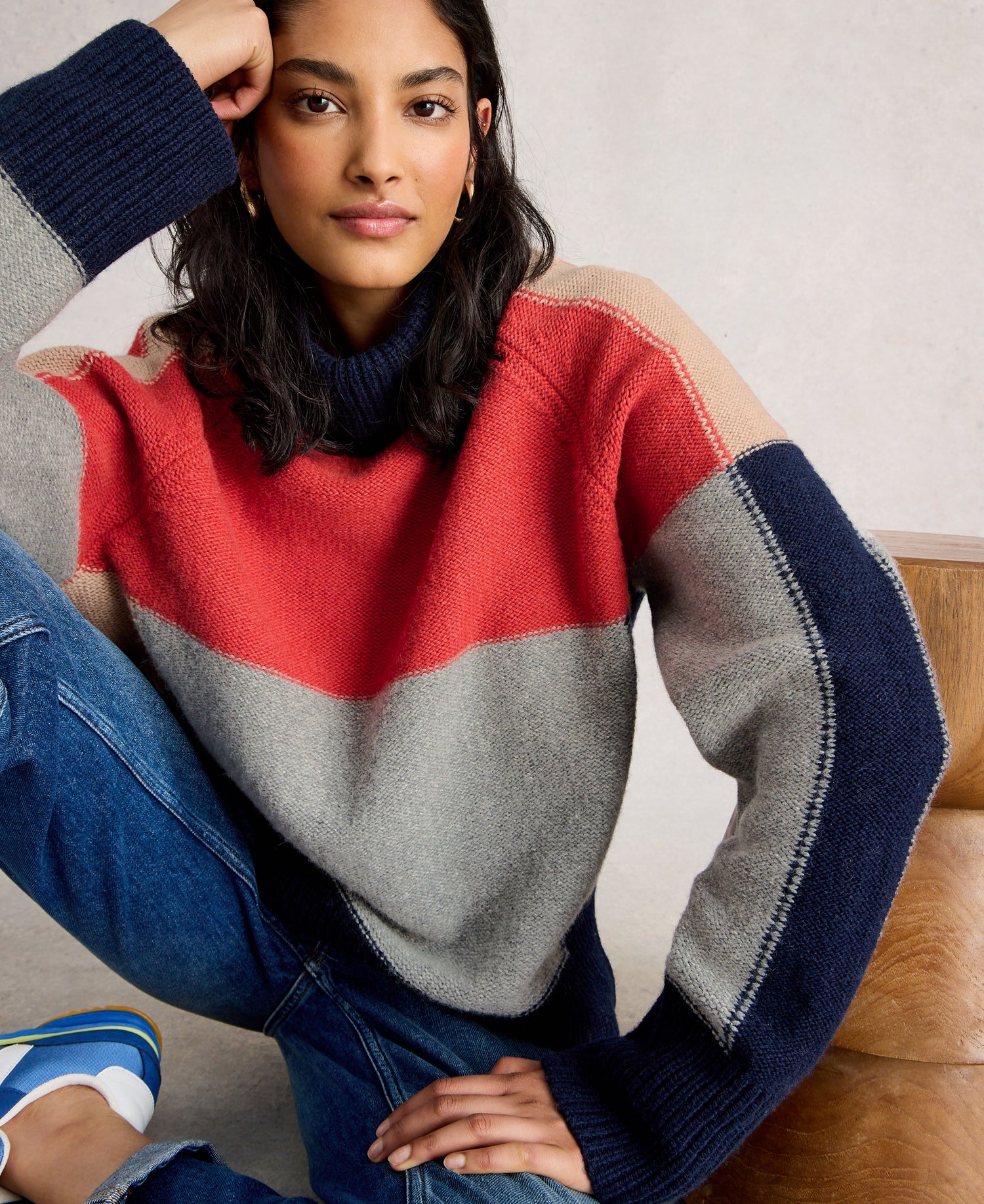 Mary Colourblock Jumper - Grey Multi