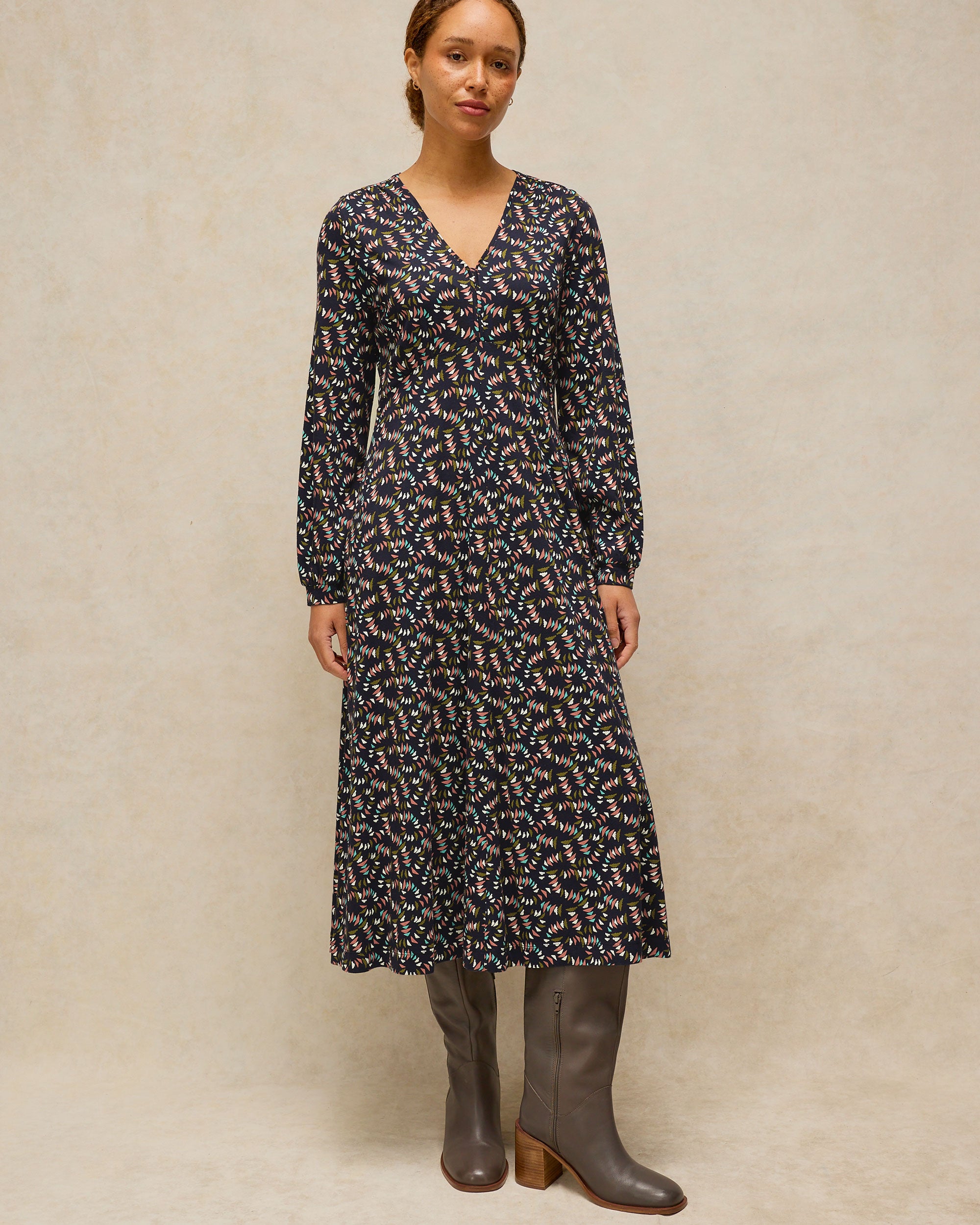 Megan Jersey Dress - Navy Multi