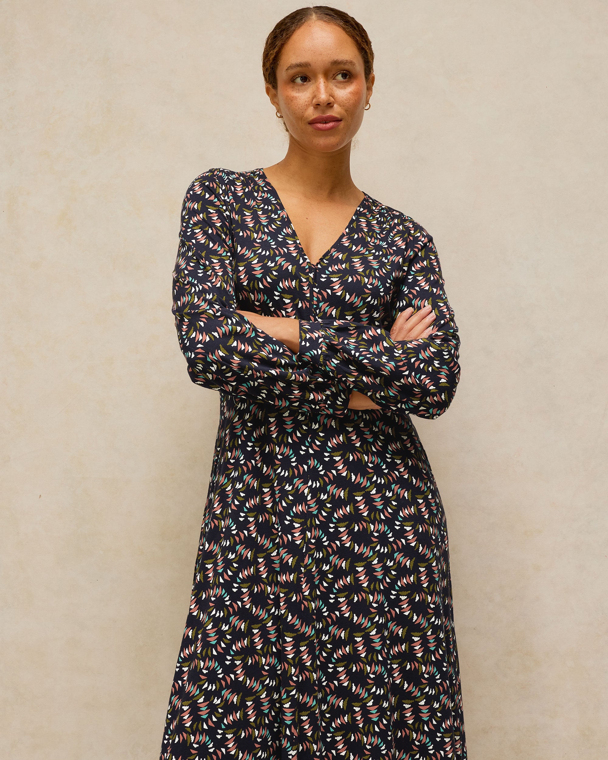 Megan Jersey Dress - Navy Multi