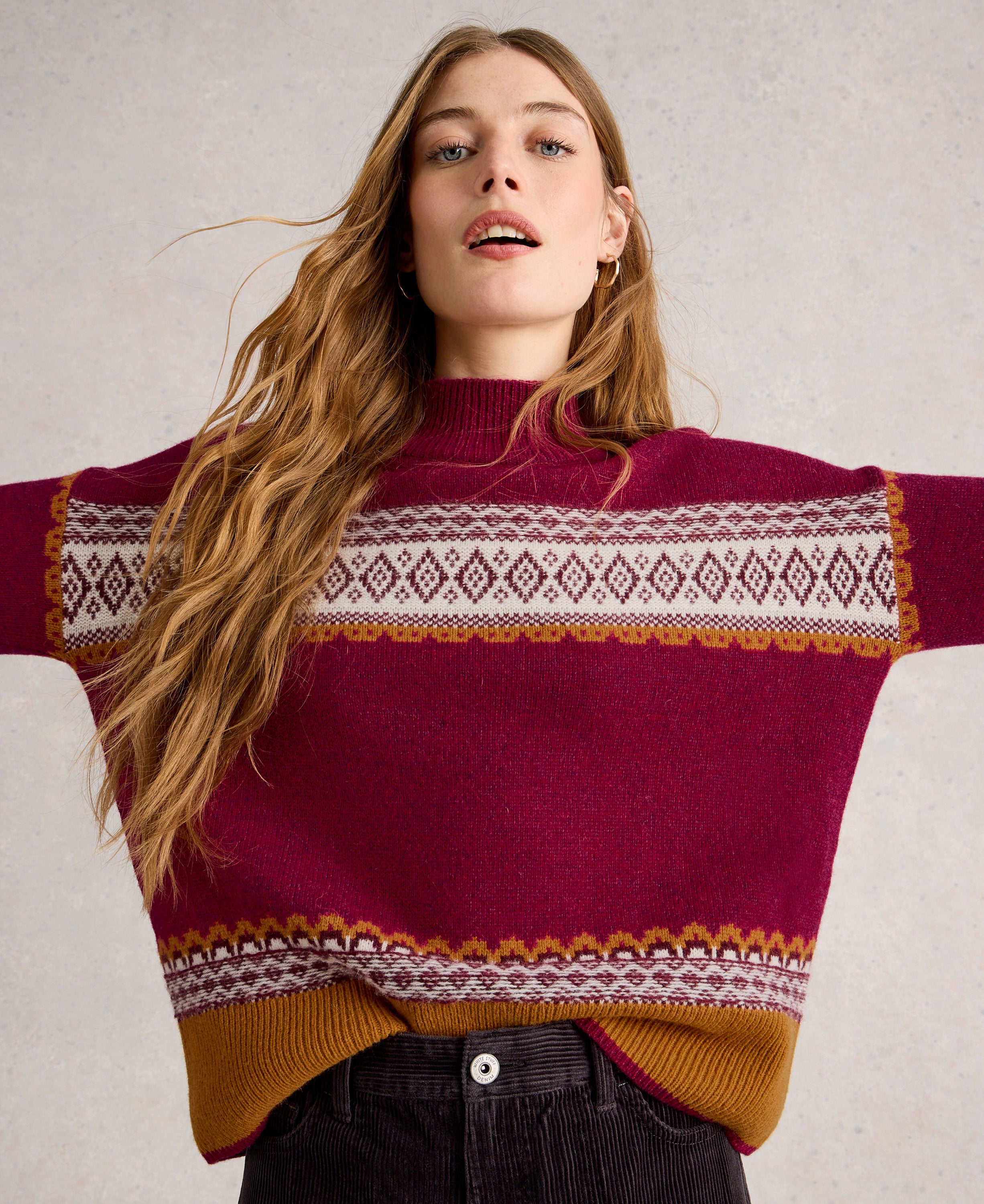Millie Fairisle Jumper - Pink Multi