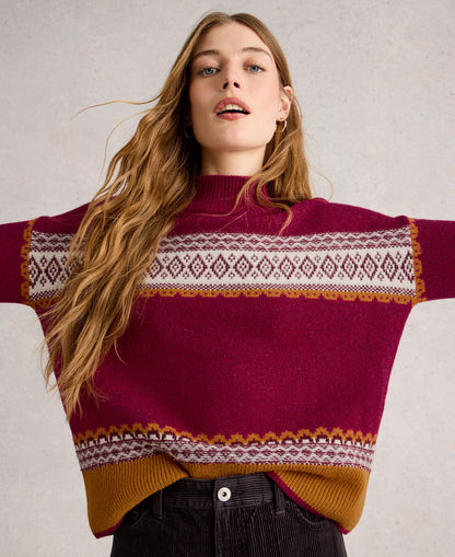 Millie Fairisle Jumper - Pink Multi