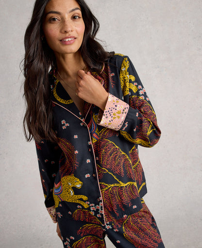 Nina Organic PJ Shirt - Black Multi