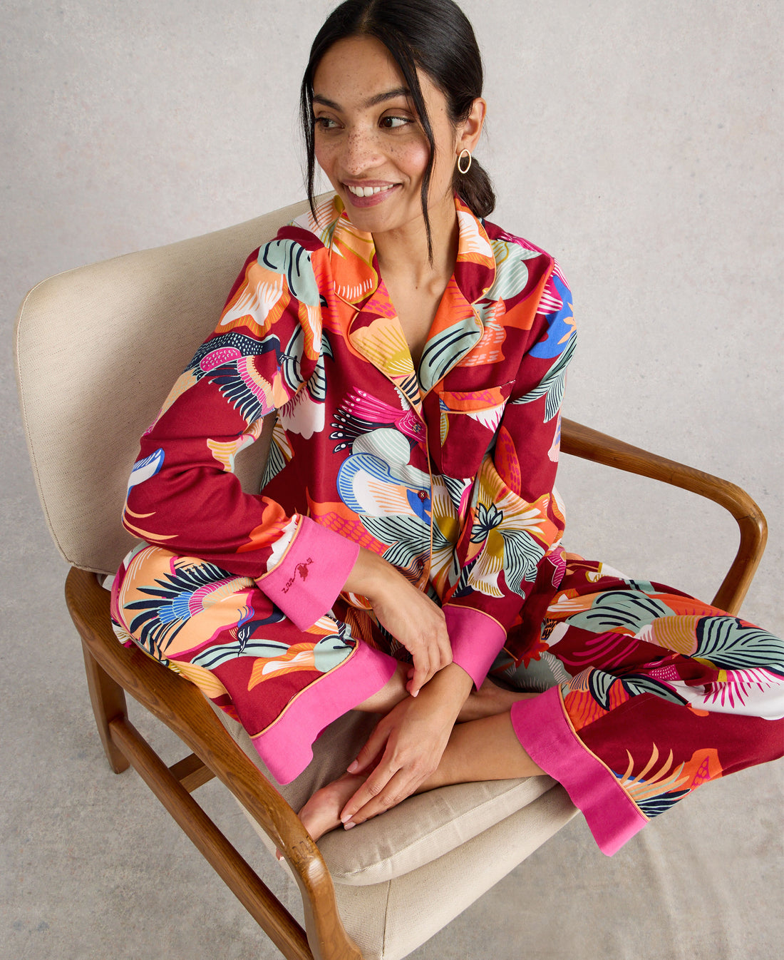 Nina Organic PJ Shirt - Red Multi