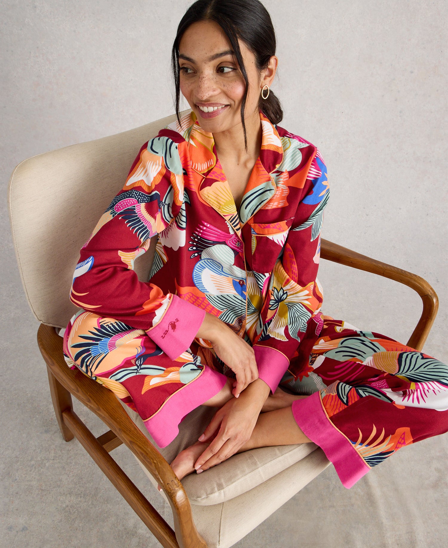 Nina Organic PJ Shirt - Red Multi