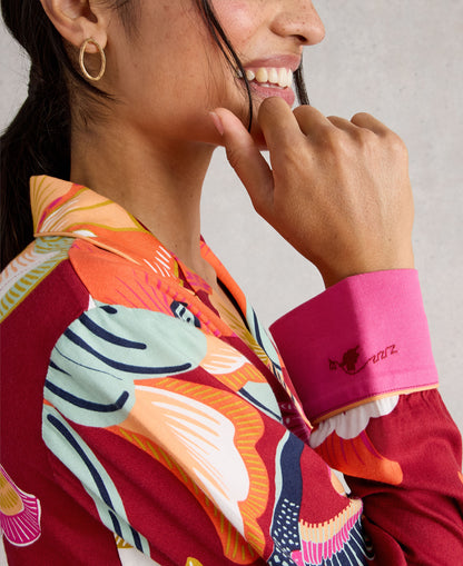Nina Organic PJ Shirt - Red Multi