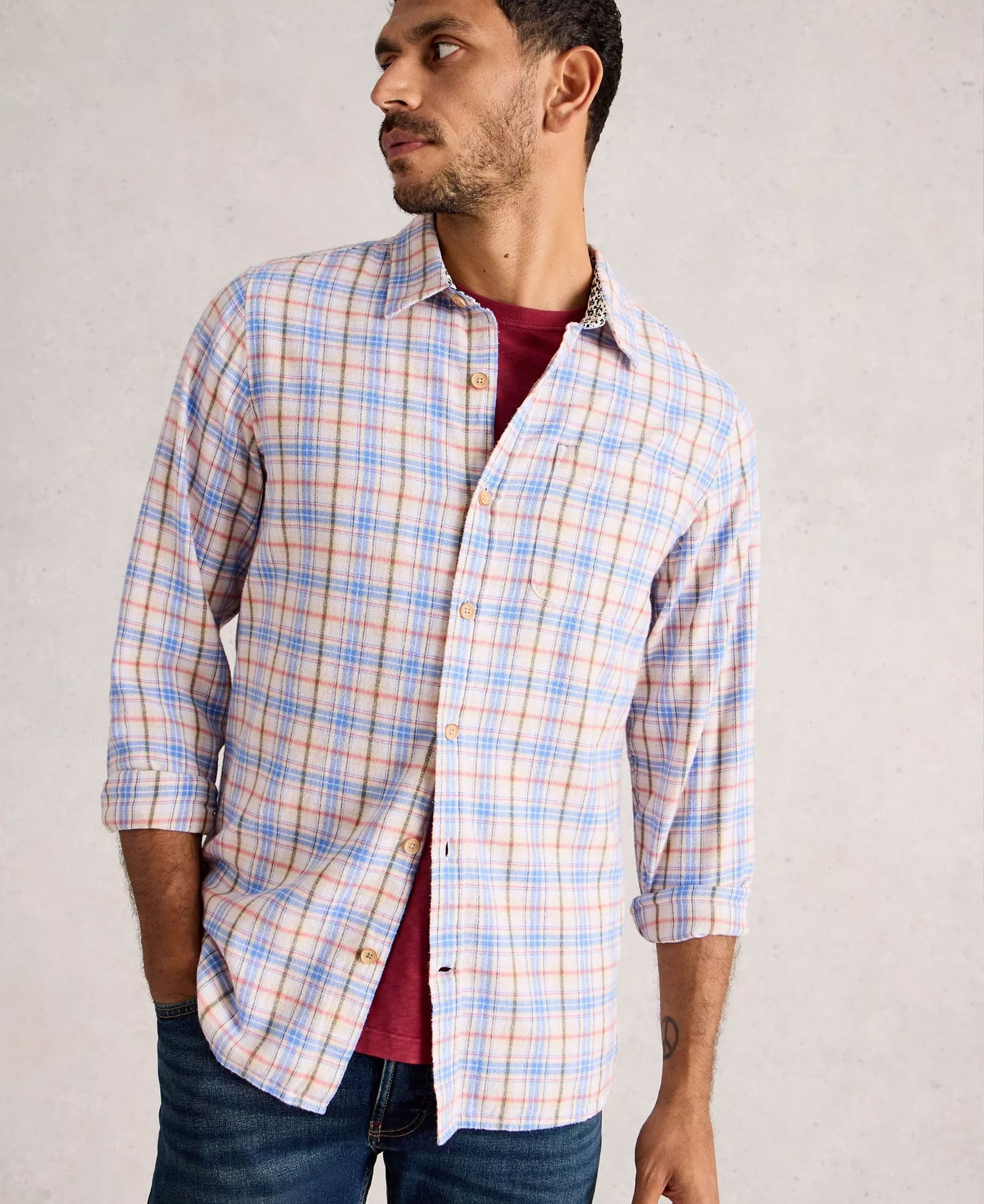 Oakham Multi Check Shirt - Natural Multi