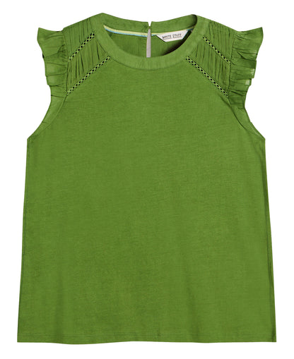 Paige Frill Mix Top - Bright Green