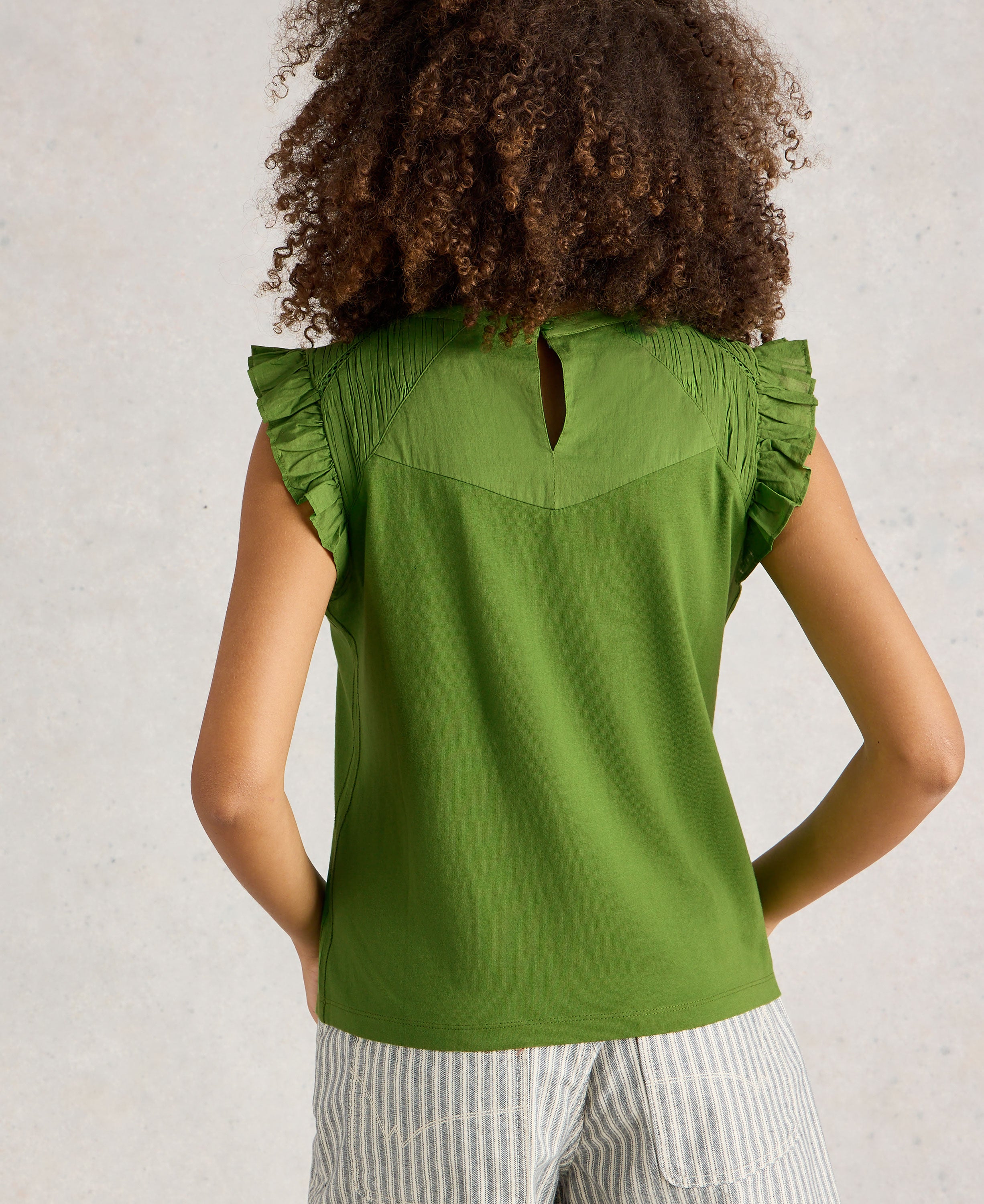Paige Frill Mix Top - Bright Green