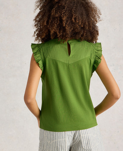 Paige Frill Mix Top - Bright Green