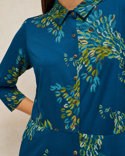 Rua Jersey Dress - Teal Print