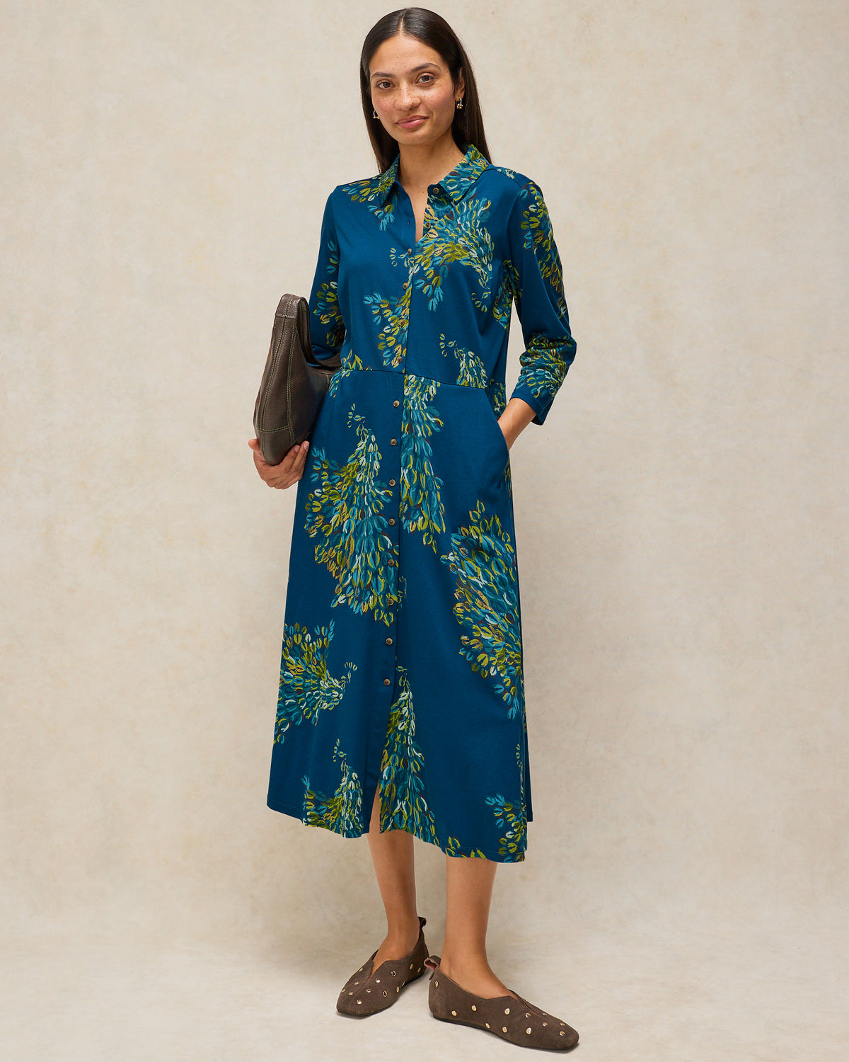 Rua Jersey Dress - Teal Print