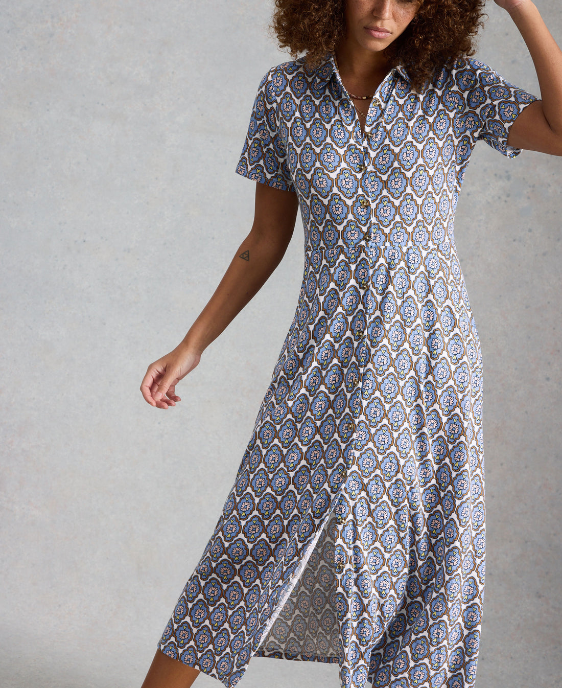 Rua Jersey Shirt Dress - Blue Multi