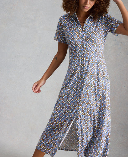 Rua Jersey Shirt Dress - Blue Multi