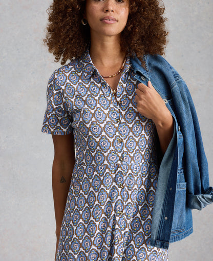 Rua Jersey Shirt Dress - Blue Multi
