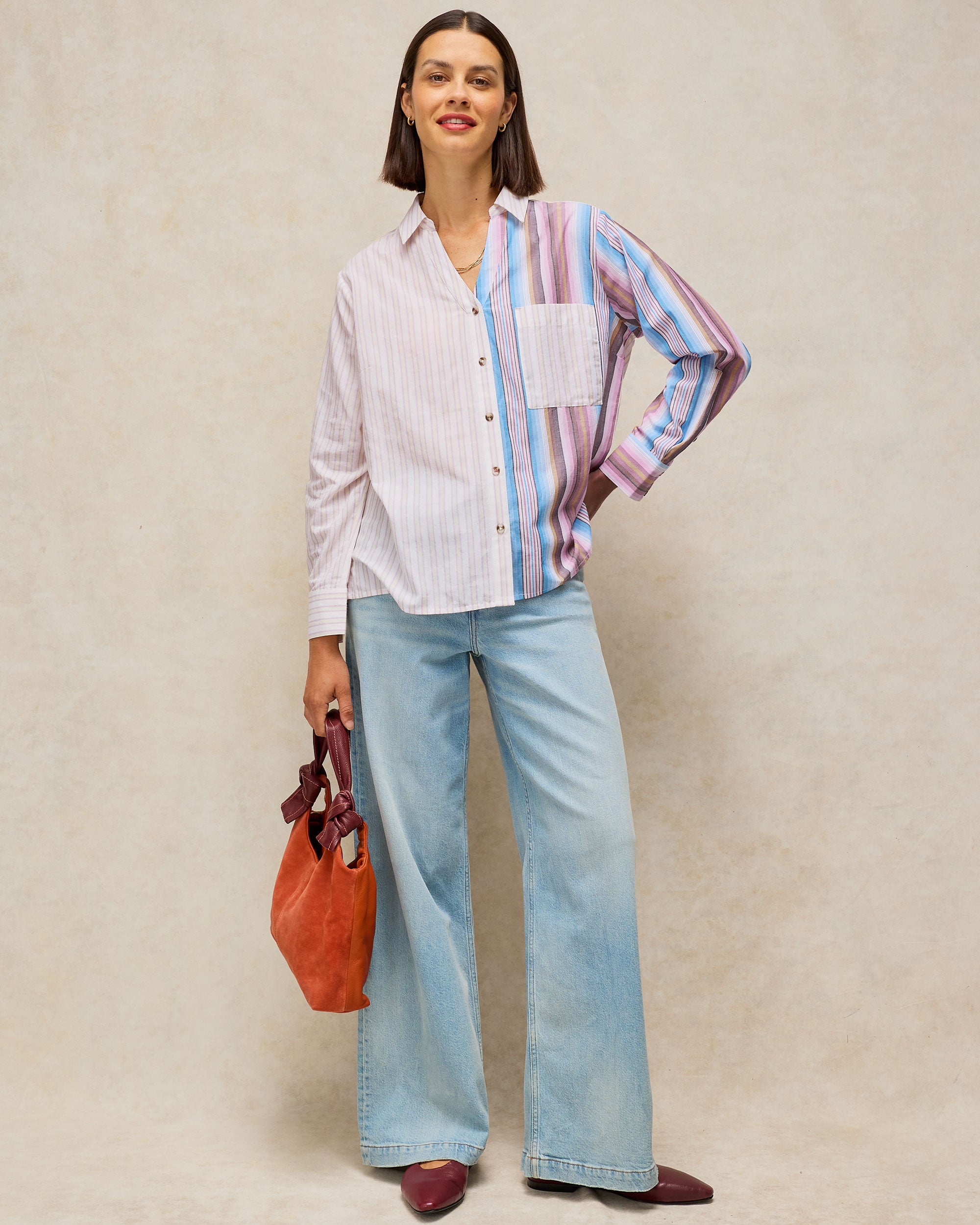 Saffie Mixed Stripe Shirt - Pink Multi